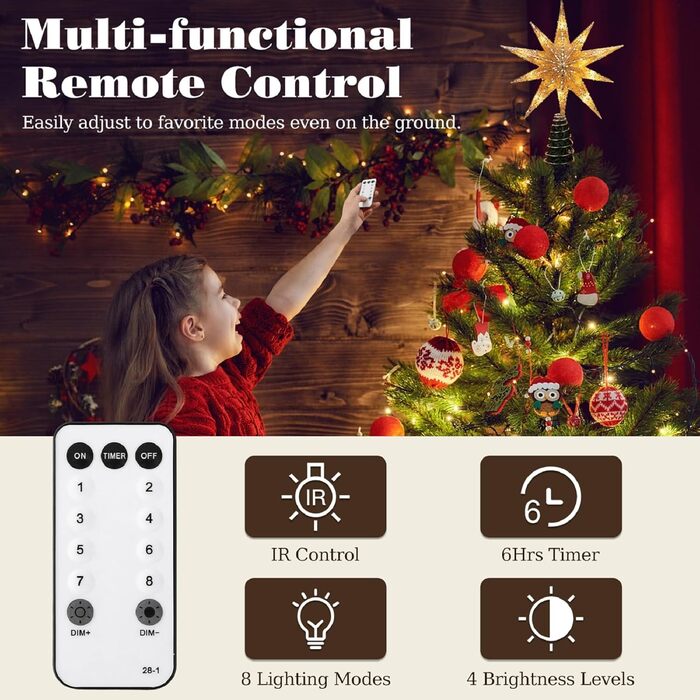 Різдвяна верхівка для ялинки Lewondr