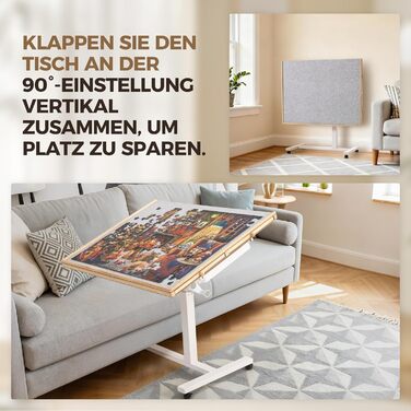 Стіл-пазл на 1500 елементів, стіл-пазл з 6 шухлядами та однією основою, дошка-пазл з регулюванням висоти та 4-рівневим регулюванням нахилу, стіл-пазл з кришкою та 4 колесами, 89 x 68 см