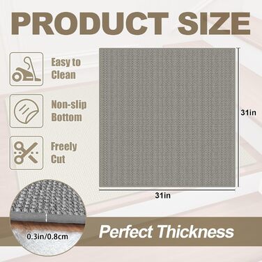 Сходинки для дерев&39яних сходинок, нековзка сходинка для внутрішнього та зовнішнього використання, сходинки для сходинок, 78,7 x 78,7 см, підходить для літніх людей, дітей та 79 x 79 см (прямокутна) світло-сіра імітація льону 1