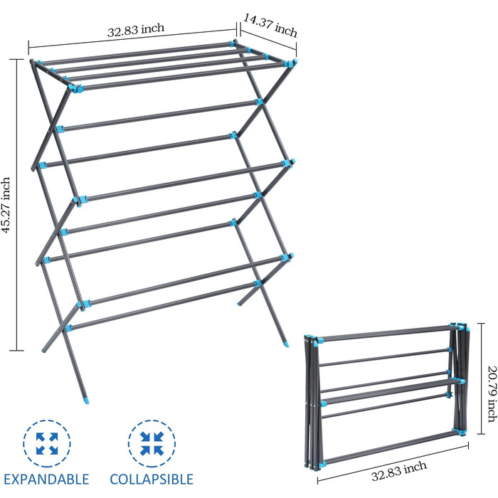 Ярусна складана вішалка для одягу, вежа для прання, що заощаджує місце, розбірна сушарка для білизни, вішалка для рушників для одягу, ідеально підходить для невеликих приміщень, графіт, 3-