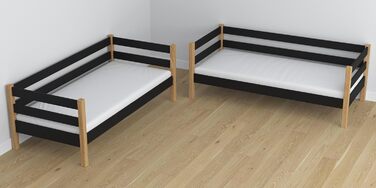 Двоярусне ліжко, дитяче ліжко 120х190 см, для 2 дітей, 2 сторони для складання драбини, 2 окремих спальних місця, закруглені краї,