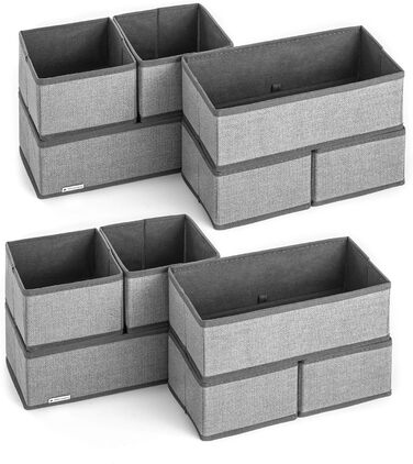 Ящики для зберігання Navaris система тканинних ящиків-органайзерів - 12 шт. різних розмірів - для шафи та шухляд - складні сірі