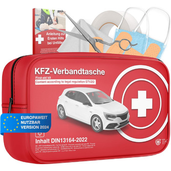 Автомобільна аптечка з дихальними шторками - Аптечка для автомобілів згідно з чинним стандартом 2024 та 2025 - DIN131642022 - Апте