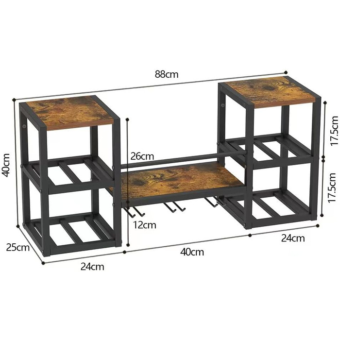 Настінна винна полиця VEDECASA промислового типу з 3 тримачами для парових келихів, часткова дерев&39яна полиця, чорний металевий тримач для пляшок, багатофункціональна винна вітрина для домашнього бару, їдальні, кухні, коричнева