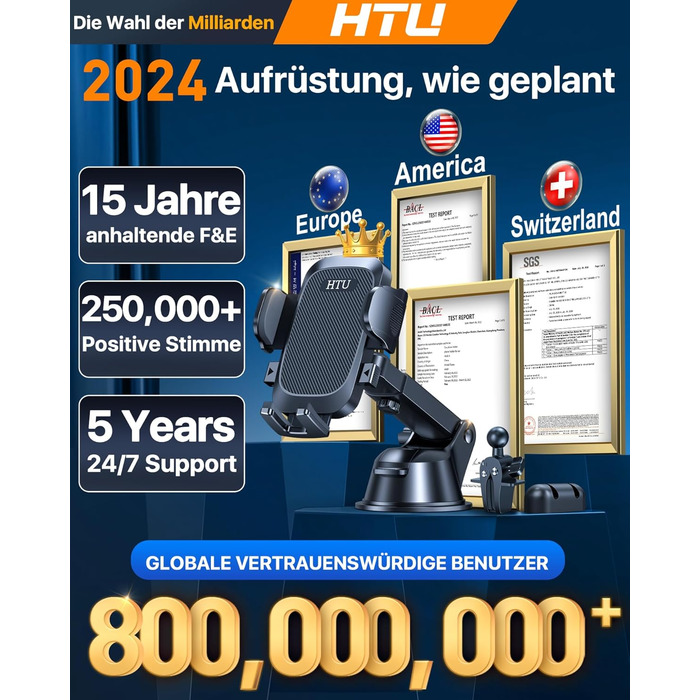 Військовий клас 4 в 1 автомобільний тримач мобільного телефону Найсильніша присоска та затискач Підвісна ємність 36 кг, що обертає