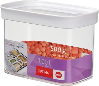 Баночка для зберігання Optima Насипна банка з розсувною кришкою 1,0 л Прямокутні 100 без мікробів Печатка свіжості 100 безпека Білий/ Прозорий 16 x 9.9 x 12.5 см Одномісний, 514550