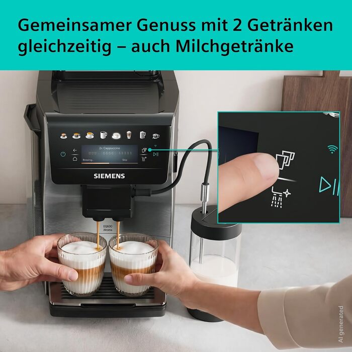 Кавомашина Siemens EQ600 iAroma TP605EM3, нержавіюча сталь, понад 40 напоїв