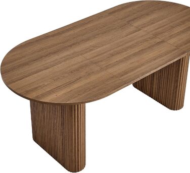 Овальний обідній стіл 180 см для 6-8 осіб сучасний фермерський стіл з поверхнею під дерево та стабільними еліптичними ніжками для кухні, їдальні, конференц-залу (темно-коричневий)