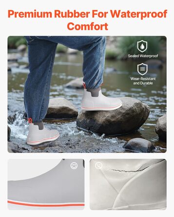 Чоловічі гумові чоботи до щиколотки VEVOR, розмір 45.5 EU, сірі