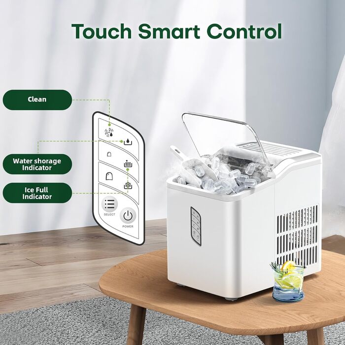 Машина для приготування кубиків льоду CONOPU, 9 кубиків льоду з порожнистим конусом, готових всього за 9 хвилин, машина для приготування кубиків льоду маленька 12 кг/24 години, 2 розміри кубиків льоду, льодогенератор з функцією самоочищення, льодогенерато