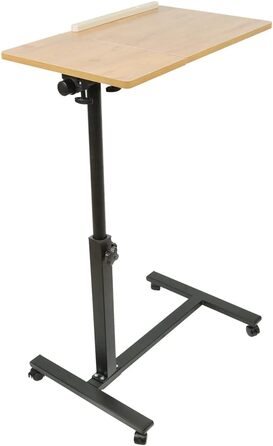 Підставка для ноутбука з регульованою висотою, дерев'яна, ергономічна. З коліщатками, поворотна, з антиковзким покриттям (Жовте дерево 60 x 34.5 x 90 см)