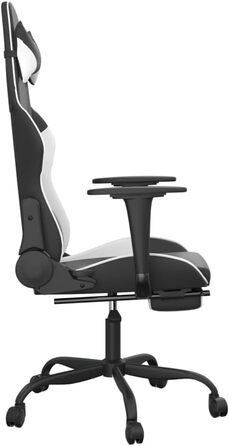 Геймерське крісло з підставкою для ніг, чорно-біле, штучна шкіра, ергономічне, регульоване, висока спинка, комп&39ютерне крісло для геймерів