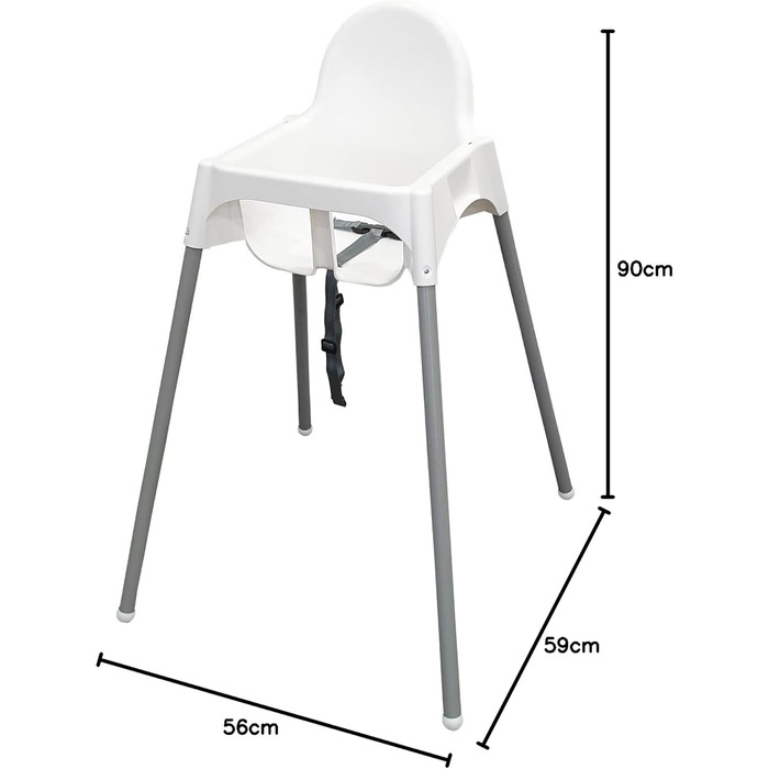 Дитячий стілець Ikea ANTILOP з ременем безпеки, білий 1