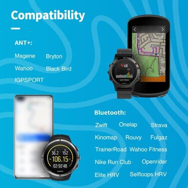 Пульсометр HS500 зі світлодіодним нагадуванням, водонепроникний IP67, сумісний з ANT для їзди на велосипеді, бігу та фітнес-тренувань, тривалий час роботи від батареї до 800 годин