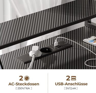 Ігровий стіл SEVEN WARRIOR зі світлодіодним освітленням та розетками, комп&39ютерний стіл 100 см з підставкою для монітора та підставкою для процесора, стіл з 2 гачками та підставкою для ніг, ідеально підходить для спальні або офісу, 100 x 47 x 87 см