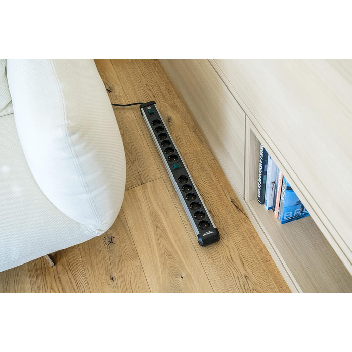 Розеткова планка Brennenstuhl Premium-Alu-Line 12-шляхова/розеткова планка з високоякісного алюмінію (розетка на декілька розеток