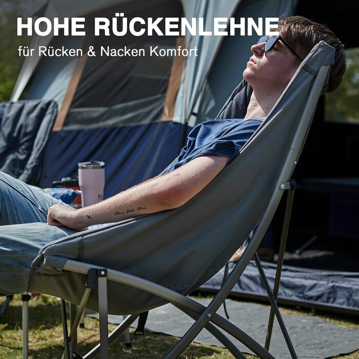 Розкішний складний кемпінговий стілець EVER ADVANCED, м&39який 6 см, вантажопідйомність 150 кг, невеликий розмір у упаковці, надзвичайно висока спинка, портативний складний стілець для кемпінгу, саду, балкону, пікніка, використання в приміщенні