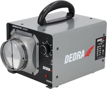 Генератор озону 20 г/год, озонатор DEDRA, 120 Вт, витрата повітря 340 м/год, метод дезінфекції, вентилятор, гнучкий шланг, автоматичне керування часом роботи, видаляє мікроорганізми 20000 мг/год