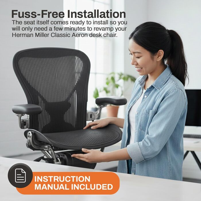 Запасне сидіння FOAMON для Herman Miller Classic Aeron розміру B середнього розміру (чорна сітка)
