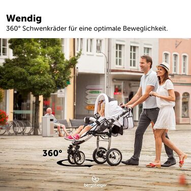 Коляска Bergsteiger Capri 3в1 коляска в комплекті з аксесуарами - дитяче автокрісло, кріплення для коляски, захист від сонця та по