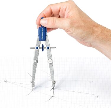 Шкільний компас STAEDTLER Noris Club 550 02 зі швидким регулюванням, комплект з подовжувачем і універсальним адаптером, з направляючою шпинделя, точний і точний, міцний корпус з відкидною кришкою