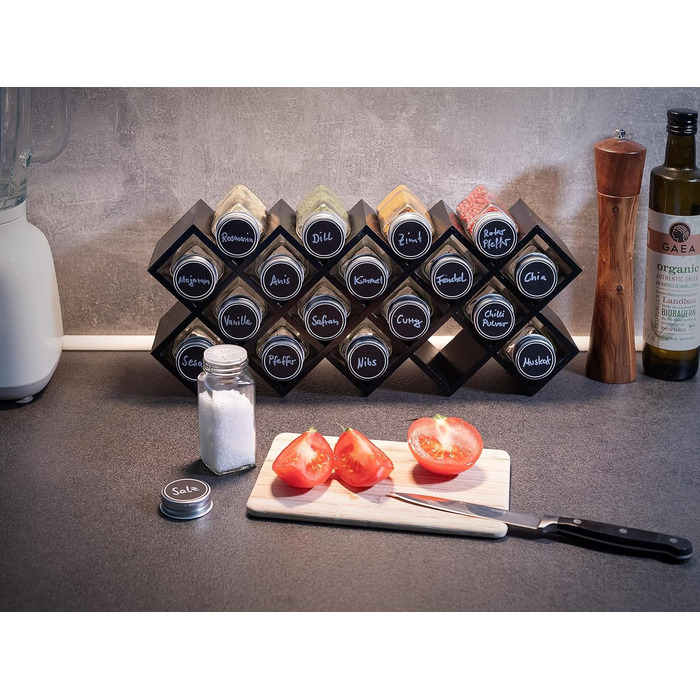 Дерев&39яна підставка для спецій сертифікована FSC підставка для спецій для шафи підставка для спецій для дверцят шафи, кухонний органайзер без свердління (чорний)