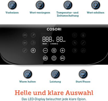 Фритюрниця та мультиварка COSORI 3,5 л, 13 програм, 1500 Вт, фритюрниця XL для 1-3 осіб, буклет з 100 німецькими рецептами, цифров