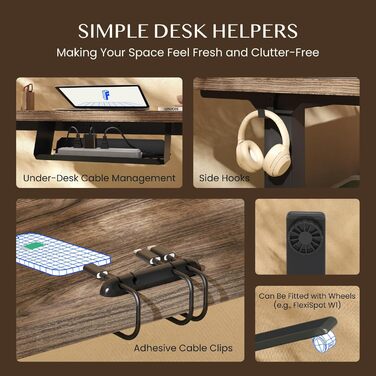 Каркас столу FLEXISPOT з регулюванням висоти, електричні ніжки столу з 2 двигунами, світлодіодним індикатором висоти та 4 функціями пам&39яті, включаючи 2 гачки та органайзер для кабелів, чорний. Каркас столу E1 PRO нова версія, благородний чорний.