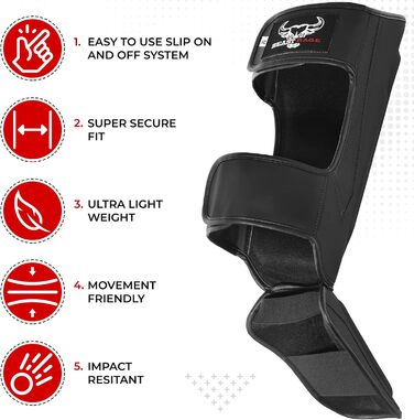 Щитки для гомілок BEAST RAGE для кікбоксингу, муай-тай, ММА, щитки для гомілок із захистом підйому стопи, спорядження для тренувань ММА, спарингу, бразильського джиу-джитсу, карате, боксу, тхеквондо, чорні, M