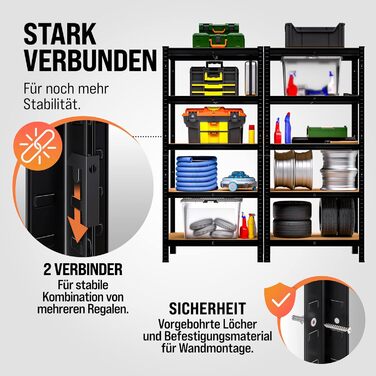 Стелаж Monzana 2 шт. для важких умов експлуатації 180x90x40 см Чорний матеріал для складання 1750 кг 10 полиць МДФ Стелажі для підвалу Стелажі для зберігання Безболтові стелажі Металеві стелажі Стелажі для майстерні