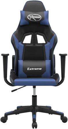 Ігрове крісло INLIFE чорно-синє зі штучної шкіри, Меблі, Крісла, Ігрові крісла, Сині, 15,2 кг, 3143687