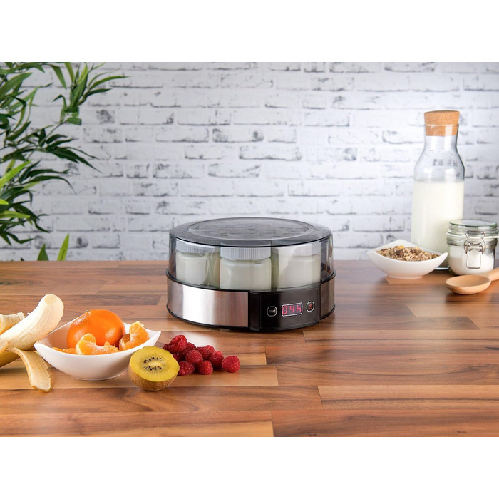 Йогуртниця Rosenstein & Shne йогуртниця з таймером, 7 порційних баночок по 190 мл, 20 Вт (йогуртниця, йогуртниця для дому, машина)
