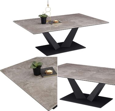 Журнальний столик Stella Trading Gisele з керамічною поверхнею та металевим каркасом, антрацит - високоякісний диванний столик для вашої вітальні - 120 x 40 x 80 см (Ш/В/Г)