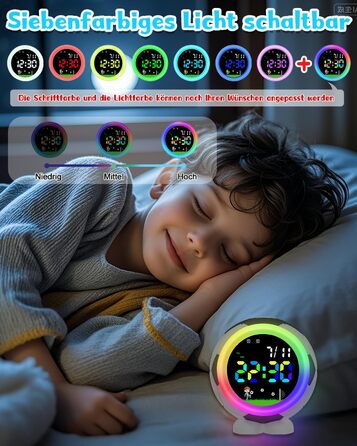 Дитячий будильник Juboos на батарейках, кварцовий будильник без цокання, з функцією повтору та нічним світлом, навчальний будильник для хлопчиків та дівчаток