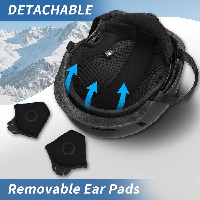 Лижний шолом з лижними окулярами та лижною маскою, DXH816 Лижні шоломи для жінок та чоловіків зі знімними амбушурами, дихаюча амортизація, стійкість до ультрафіолету, регульований сноубордічний шолом для катання на лижах, матово-чорний лижні окуляри M