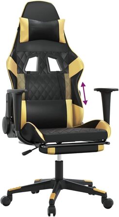 Ігрове крісло з підставкою для ніг, крісло для ПК, ігрове крісло, крісло для геймерів, крісла для ігор, крісла для кабінету, крісло для Playstation, комп&39ютерне крісло, чорно-золота штучна шкіра