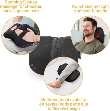 Масажна подушка medisana CL 300 Shiatsu з функцією нагрівання, індивідуальним ергономічним регулюванням спини з 4 масажними головками для плечей, спини, ніг і шиї Ергономічна технологія Flex