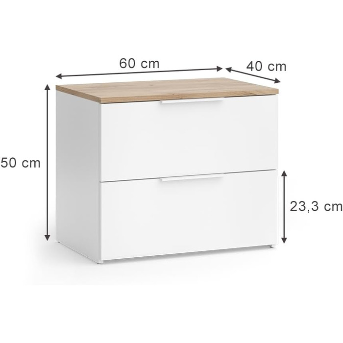 Комод Vicco Wido, полиця з дверцятами, білий/Сонома, 60 x 50 см з 2 шухлядами