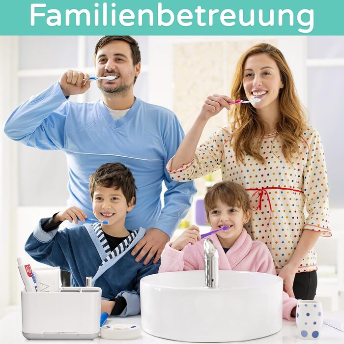 Тримач для зубних щіток, електричний органайзер для зубних щіток, регульована пластикова підставка для зубних щіток із неслизькою основою, 4 відділення для зубних щіток 2 слоти для зберігання