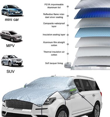 Автомобільна передня кришка Hivexagon Sunshade, Сонцезахисний чохол UV, Великий сніговий покрив для лобового скла автомобіля, Автомобільний морозозахисний чохол підходить для більшості автомобілів з додатковим скребком для льоду 230 см x 240 см