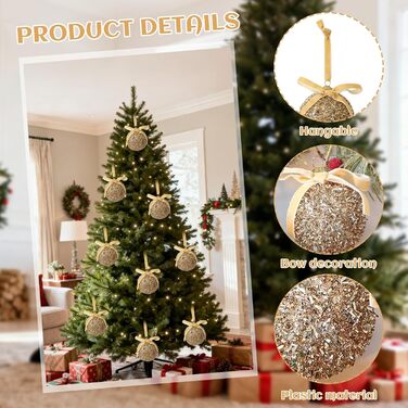 Набір різдвяних кульок блискучі 16 шт золоті Lergas