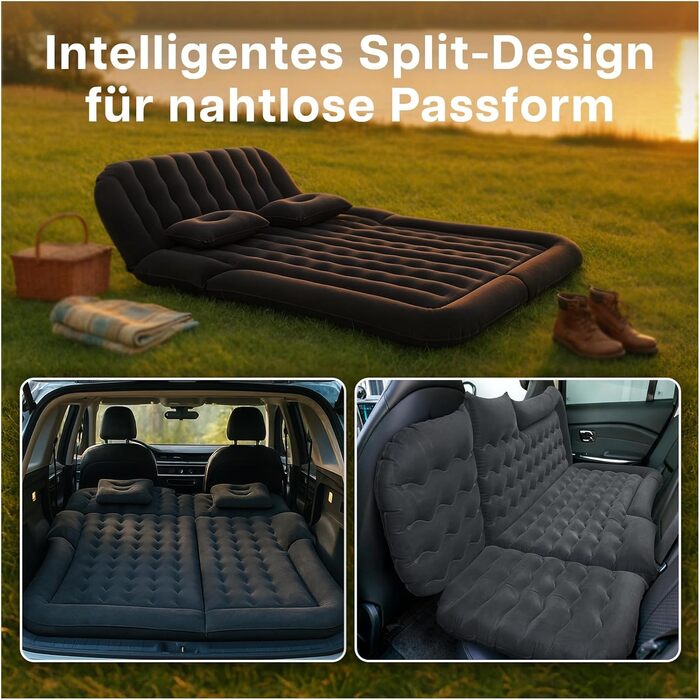 Надувний матрац MMOBIEL для позашляховиків, автомобільний матрац, надувне ліжко для кемпінгу та подорожей - електричний повітряний насос, 2 подушки, ремкомплект та сумка для перенесення кемпінговий матрац для позашляховиків та використання на свіжому пові