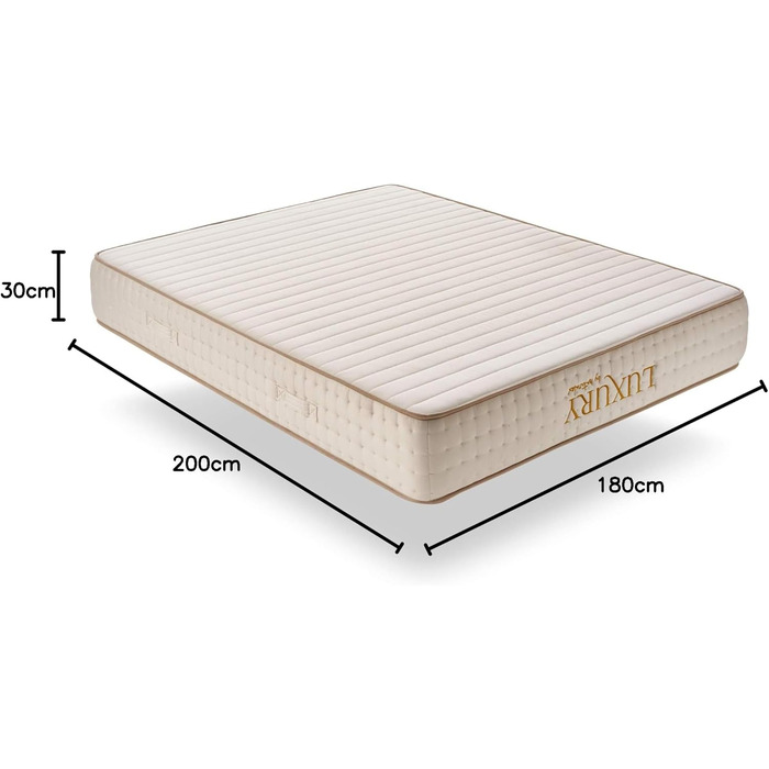 Матрац 180x200 - Розкішний - Матрац з холодної піни, висота 30 см - H4 - Ергономічний Гіпоалергенний Двосторонній - Латексний синій 7 зон - Сертифікований Oeko-Tex, висота 180 x 200 см