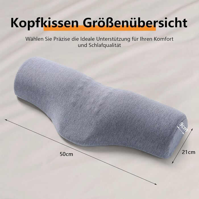 Ортопедична подушка для шиї, подушка з піни з ефектом пам&39яті, ергономічна подушка для підтримки шиї з масажними точками та посиленою бічною підтримкою, для сну на боці, спині та животі, сіра