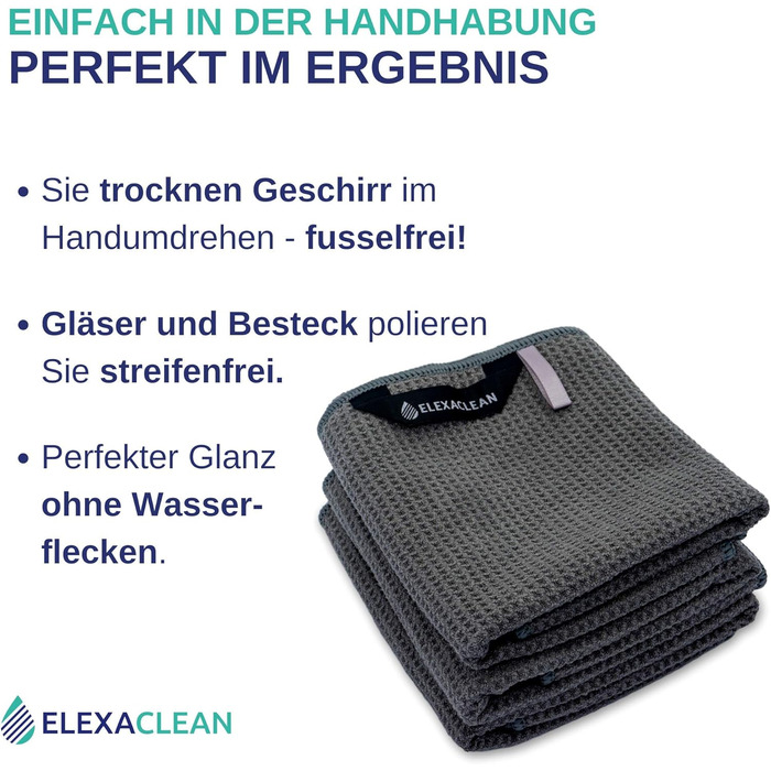 Кухонні рушники ELEXACLEAN (набір з 3 шт. , 68x42 см, антрацит/темно-сірий) М'які кухонні рушники з мікрофібри, вафельні рушники Кухонні рушники Антрацит / темно-сірий 68x42 см (3 шт. в упаковці)