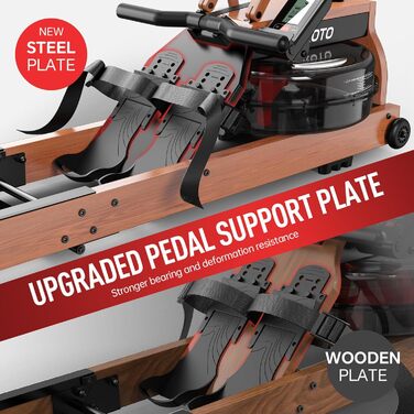 Домашній гребний тренажер JOROTO Oak, складний водний гребний тренажер з Bluetooth-дисплеєм та 30-денним безкоштовним членством у Kinomap, гребний тренажер з регульованим тримачем для планшета, вантажопідйомність 150 кг MR280PRO-OAK