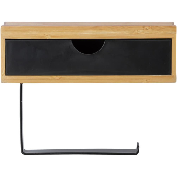Тримач для рушників WENKO Mod. Bambusa з бамбуковою полицею та шухлядою, вкл. кріпильний матеріал, натуральний/чорний Одномісний