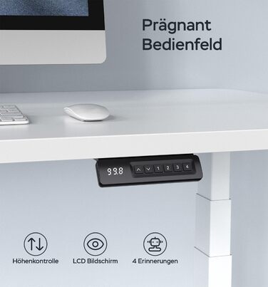 Каркас столу з регулюванням висоти та 2 потужними двигунами, регульований по висоті каркас столу з 4 налаштуваннями пам&39яті, витримує 135 кг (білий, 3-сегментні ніжки)