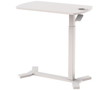 Білий з підсклянником - Мобільний, безступінчасто пневматично регульований по висоті бічний столик 65-103 см на колесах для дивана, ліжка, дитячої кімнати та домашнього офісу, 121WW 70 x 40