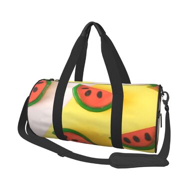 Спортивна сумка, дорожня сумка, літня сумка, з принтом кавуна, сумка на нічліг, чорна, універсальний розмір